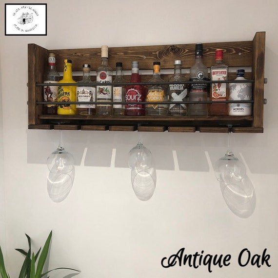 Bar a gin mural Casier a vin Bar a cocktails Minibar Support a boissons Home Bar Achetez directement pour obtenir des reductions www.noahsarkcreations Etsy France