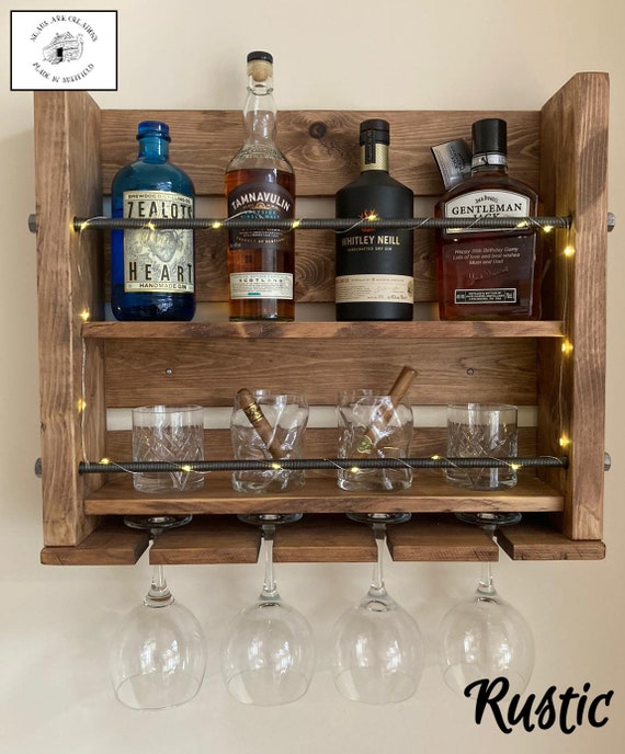 Wall Mounted 2 Tier Whisky Bar Bottle Glass Drinks Bar Buy