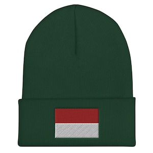 Embroidered Flag of Indonesia Cuffed Beanie, Skull Cap, Winter Hat