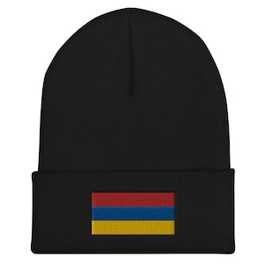 Embroidered Flag of Armenia Cuffed Beanie, Skull Cap, Winter Cap