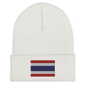 Embroidered Flag of Thailand Cuffed Beanie, Skull Cap, Winter Hat