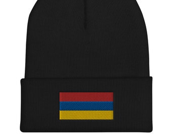 Embroidered Flag of Armenia Cuffed Beanie, Skull Cap, Winter Cap