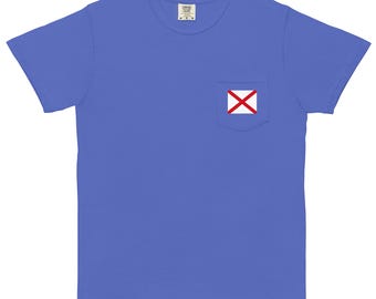 Custom Nautical Flag Pocket T-Shirt |  International Maritime Signal Flags, Choose Your Number or Letter(s)