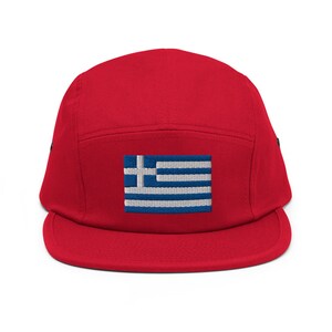 Embroidered Flag of Greece 5-Panel Hat Cap