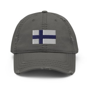 Embroidered Flag of Finland Distressed Dad Hat