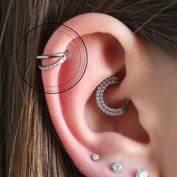 Titanium Duo Helix Hoop Earring, Helix Piercing, Helix Earring, Conch Hoop, Cartilage Piercing, Body Jewelry, Titanium Earring, Septum Hoop
