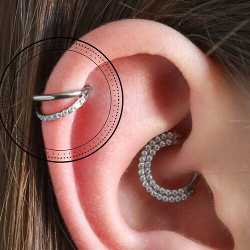 Titanium Duo Helix Hoop Earring Helix Piercing Helix Etsy