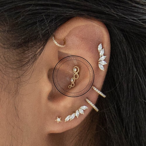 14K Gold Conch Piercing Conch Hoop Solid Gold Earring Helix Etsy