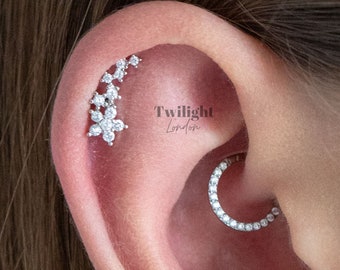 Starburst Helix Piercing, CZ Star Earring, Stack, Cartilage Piercing, Tragus, Conch, Auricle Earring, Lobe Piercing, Layer, Auricle Piercing