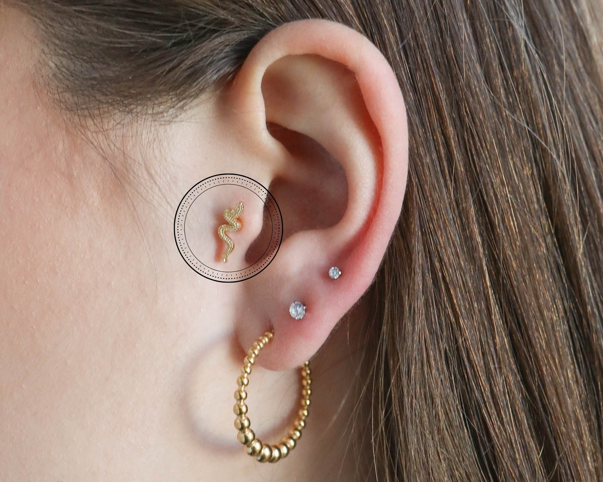 Snake Heart Helix Piercing Tragus Earring for Women Stainless