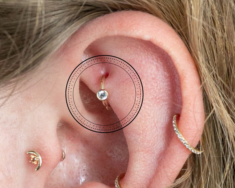 14K Solid Gold 5mm Mini Hoop Tiny Tragus Hoop Rook Hoop Etsy