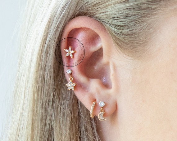 Flower Tragus Piercing Helix Piercing Cartilage Piercing 