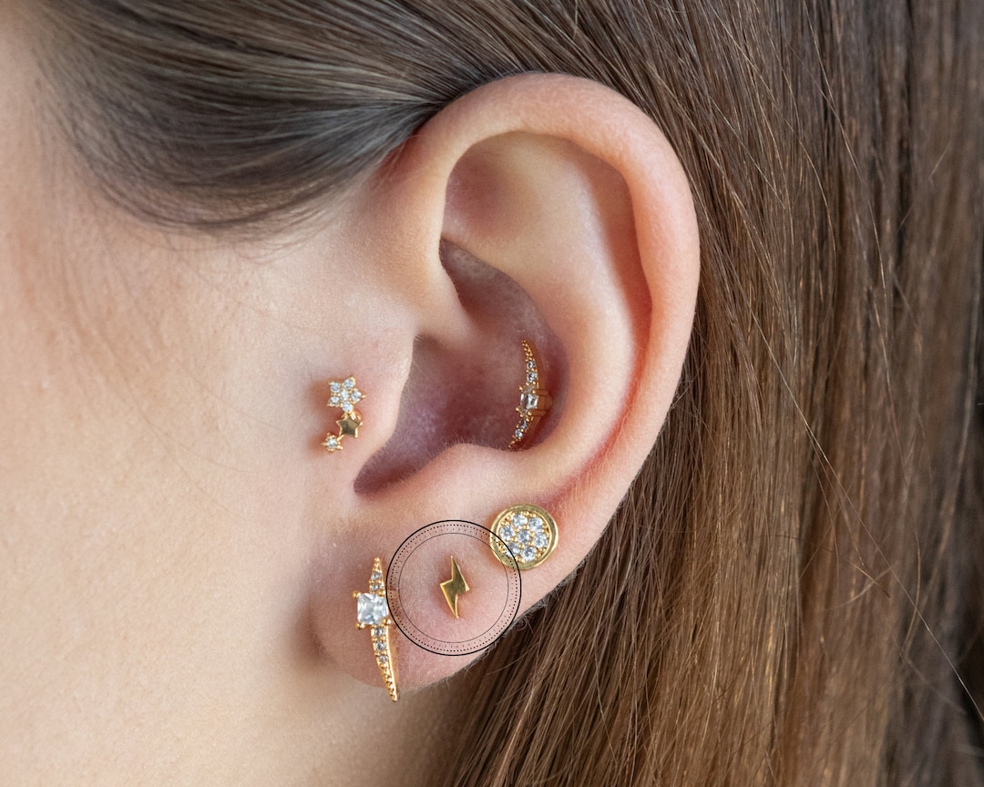 Dainty Flower Helix Piercing Helix Stud Floral Trio Tragus