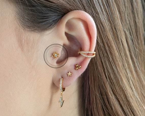 Pamido Flower Cartilage Earring CZ Stud Mini Earrings Small India | Ubuy