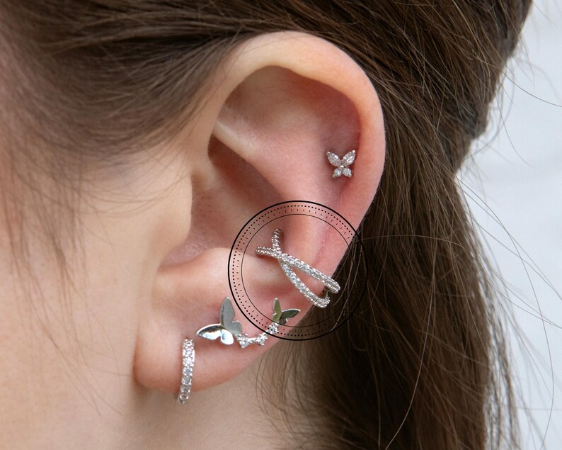 CZ Ear Cuff Cartilage Earring Gold Ear Cuff Cross Ear Cuff Etsy