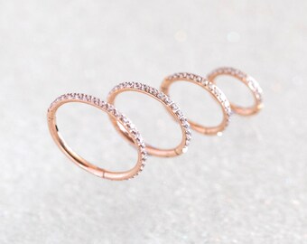 Rose Gold Clicker Hoop, 16 Gauge Segment Ring, Rook Hoop, Conch Hoop, 316L Hinged Segment Hoop, Nose Ring, Forward Helix, Helix Earring