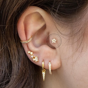 Flower Tragus Piercing Helix Piercing Cartilage Piercing 16G