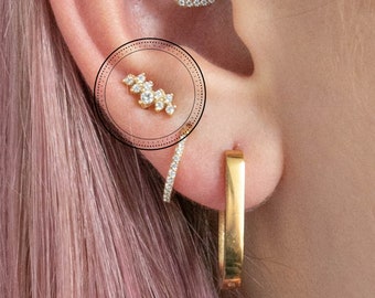 Tiny Crystal Crawler Earrings, Crawler Stud Earrings, Helix Crawler, Crystal Earrings, Silver Earrings, Third Lobe Piering