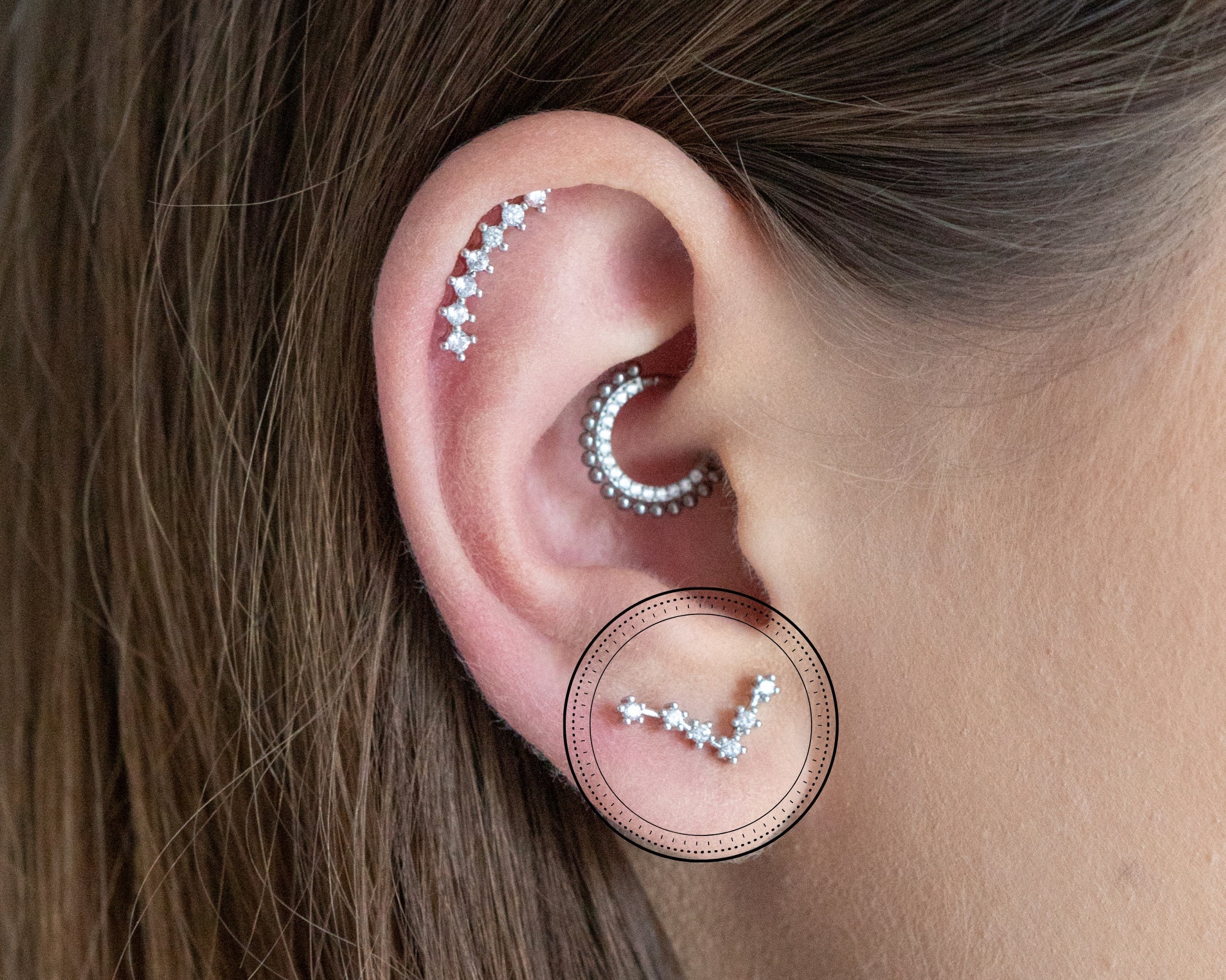 Tiny Crawler Earring Stud Earring Ear Barbell Barbell Etsy UK