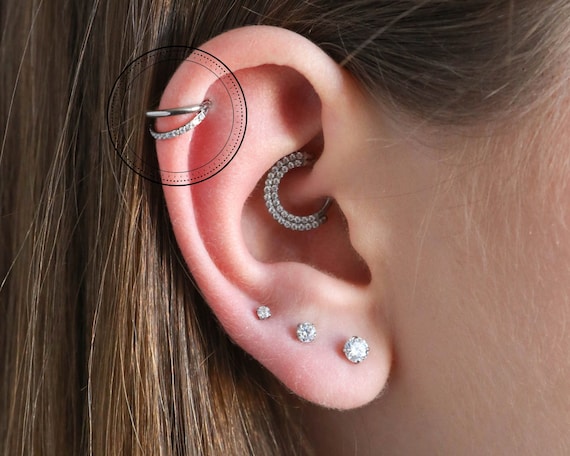 Orecchino a cerchio Duo Helix in titanio Piercing helix - Etsy Italia