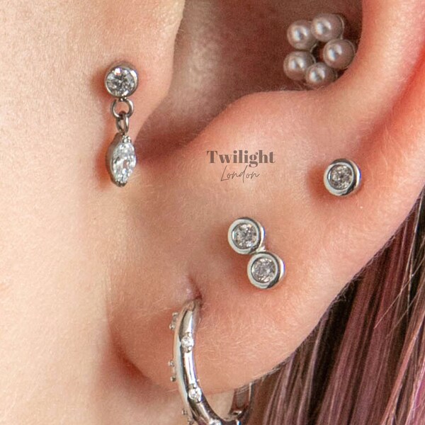 Piercing Elipse Tragus, boucle d'oreille Helix, clou de cartilage, labret calibre 16, bijoux de corps classiques, boucle d'oreille tragu en titane, boucle d'oreille lobe supérieur