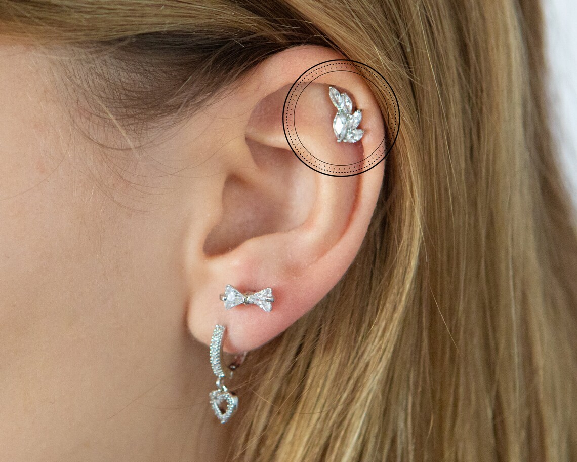 Angels Wing Helix Piercing Cartilage Piercing CZ Wings Etsy