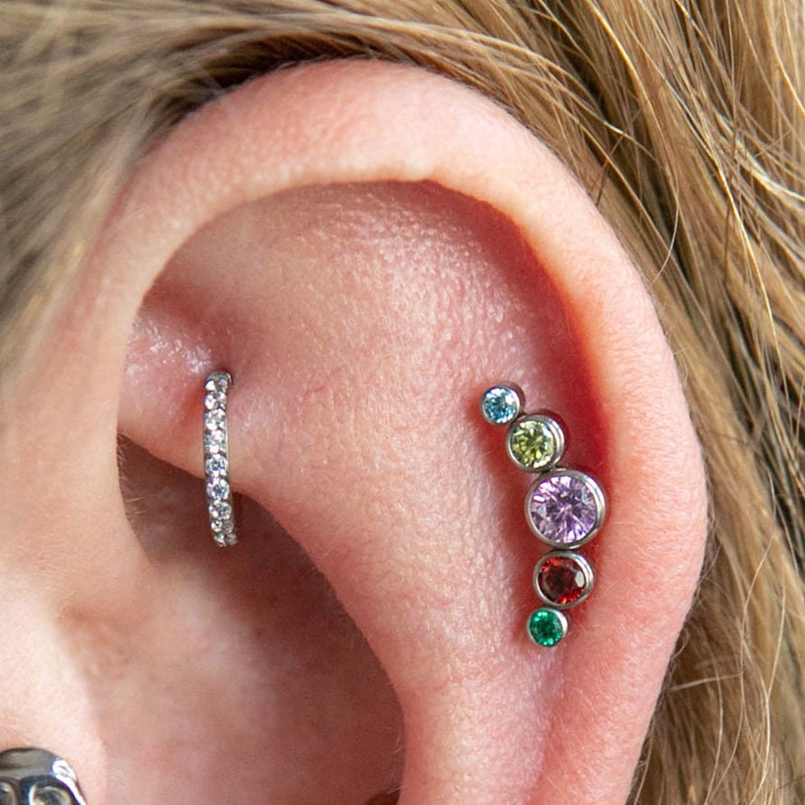 Rainbow helix best sale piercing