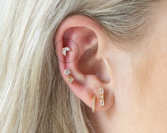 Helix Piercing zierliche CZ Ohrringe Knorpel Ohrstecker - Etsy Österreich