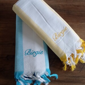 Set of 2 - Cotton XXL Beach Towel Bath Towel Sauna Towel Peshtemal 100x180 blue yellow