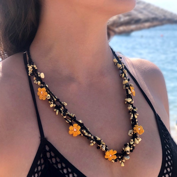 Handmade Traditional Necklace with Natural Gold Beryl/Heliodor | Bridesmaid Gift Boho Floral Yellow Necklace Jewelry Ladies