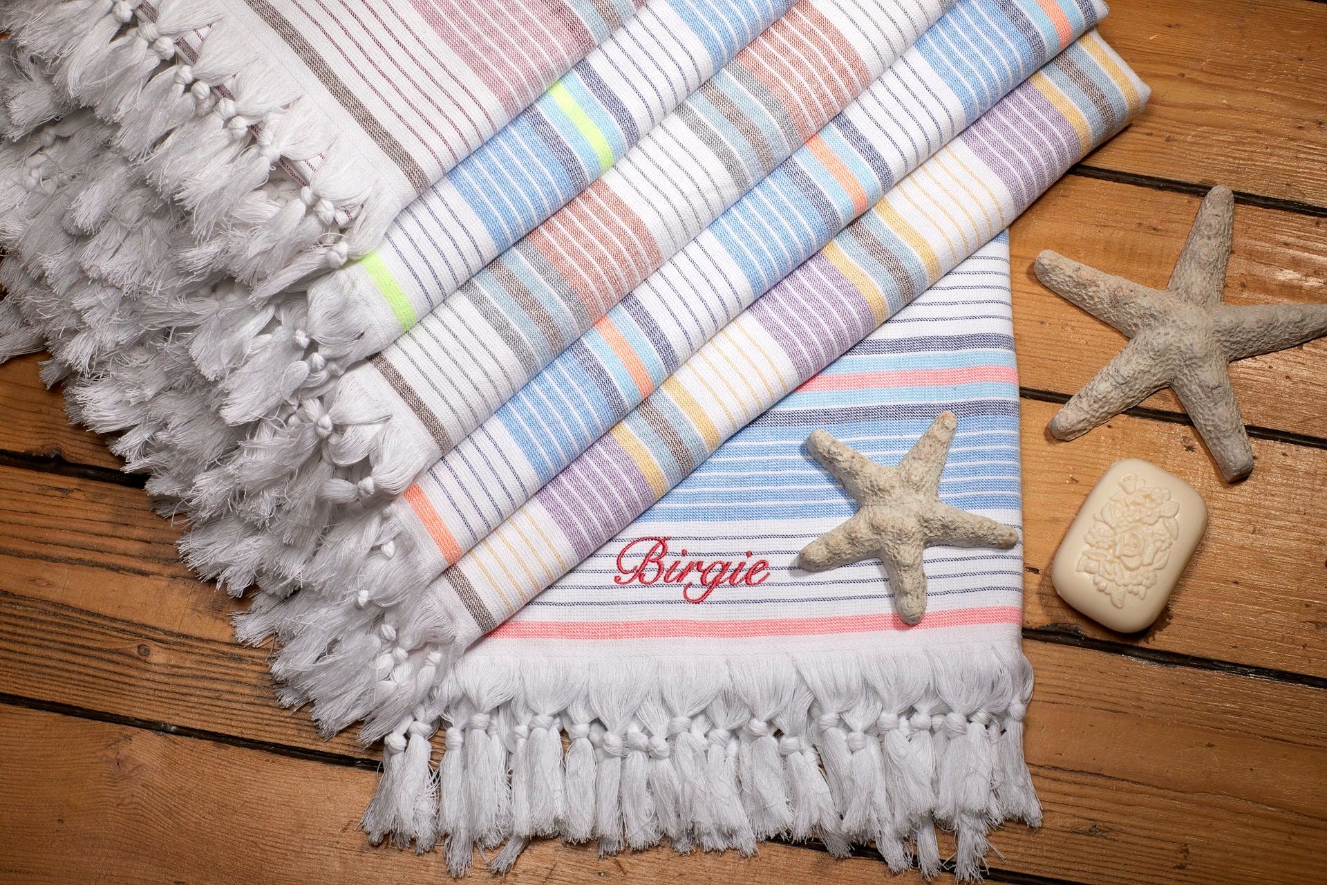 thumbnail image 2 of Birgie Hamam Cotton Peshtemal Towel - 90x180 Cm Beach Or Spa Towel - Quick Dry, Soft, Striped - OEKO-TEX 2 of 6