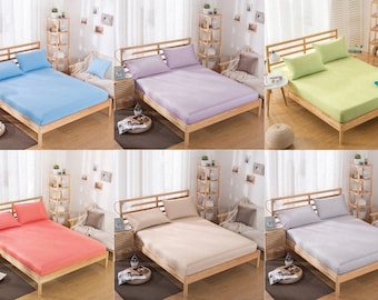 100% Baumwolle Spannbettlaken & Kissenbezüge | Spannbetttuch Bettlaken Matratzenbezug Spannbetttücher Bettwäsche