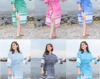 Peshtemal – peignoir 100% coton, serviette de plage, robe de chambre en tissu, Spa, Kimono, Sauna, cadeau de demoiselle d'honneur | Birgie Home - taille M/L