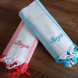 Set of 2 - Cotton XXL Beach Towel Bath Towel Sauna Towel Peshtemal 100x180 blue red