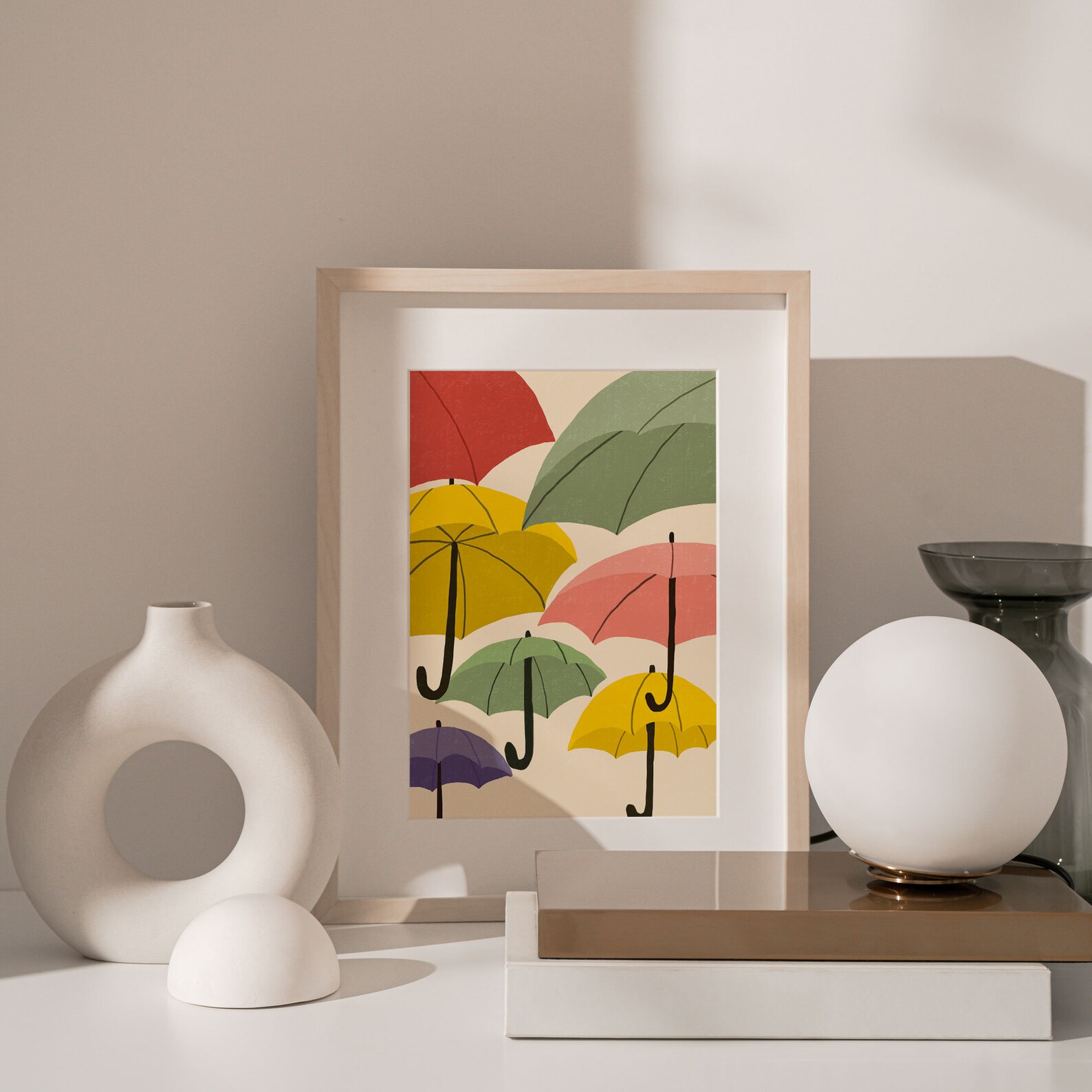 Umbrella Print Rainy Day Wall Art Printable Wall Art Living Etsy