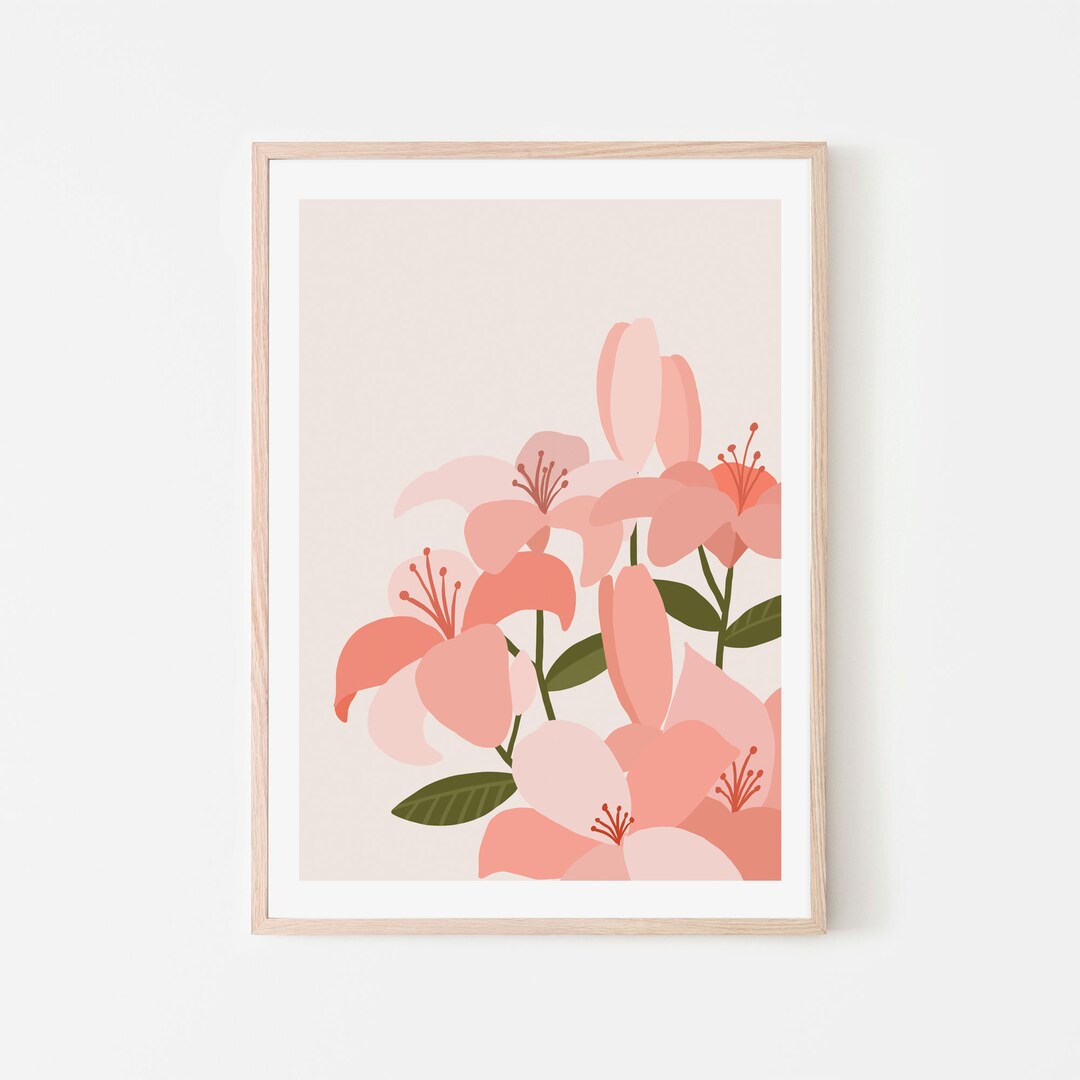 Lily Flower Wall Art, House Plant Print, Flower Wall Art, Floral Poster, Valentine Day Decor Etsy