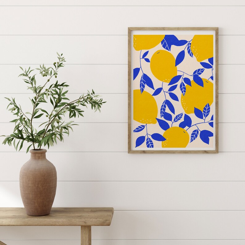 Lemon Tree Print Citrus Wall Art Printable Wall Art Vintage Etsy