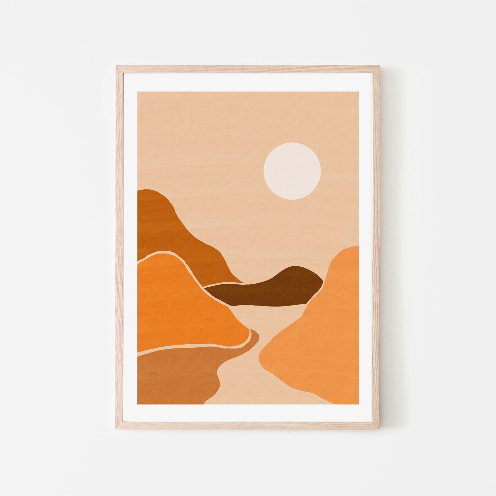 Boho Burnt Wall Decor Abstract Landscape Wall Art Mid Etsy