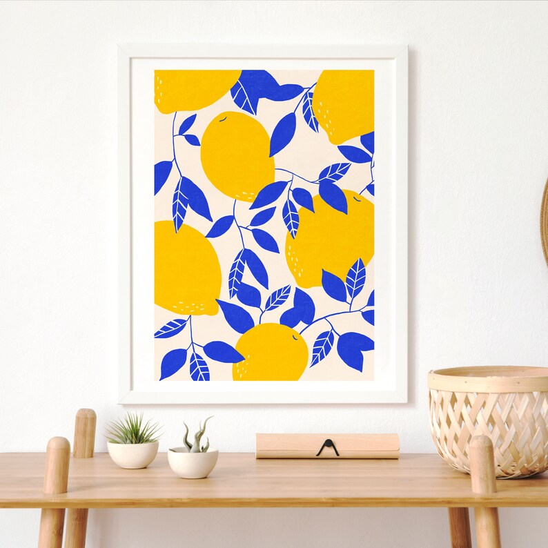 Lemon Tree Print Citrus Wall Art Printable Wall Art Vintage Etsy