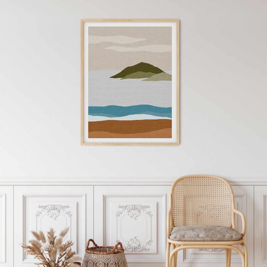 Modern Beach Wall Decor Abstract Landscape Wall Art Mid Etsy