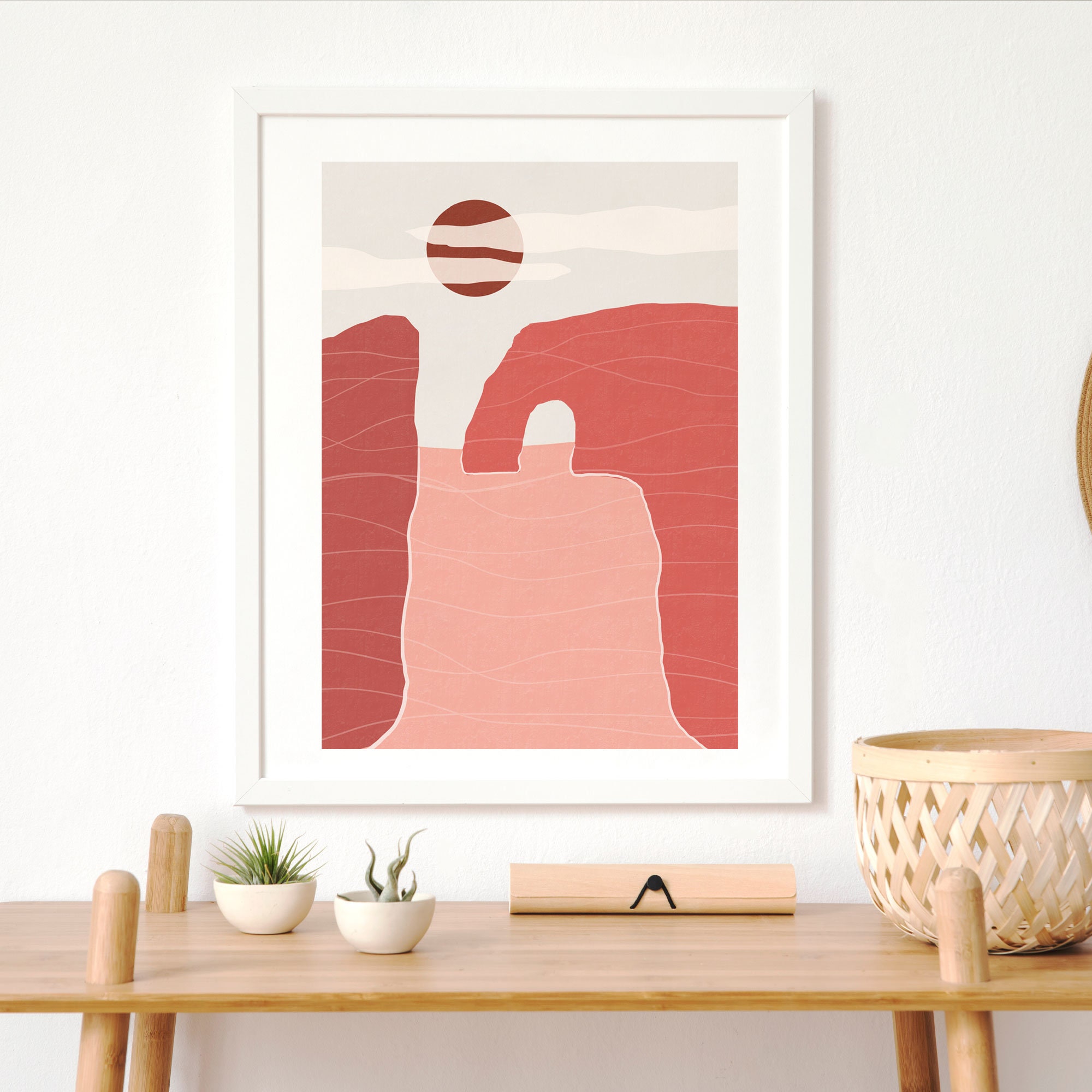 Boho Wall Decor Abstract Landscape Wall Art Mid Century Art Etsy