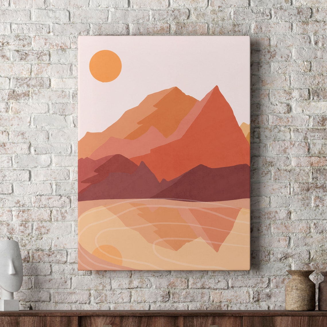 Boho Wall Decor Burnt Orange Print Abstract Landscape Wall Etsy