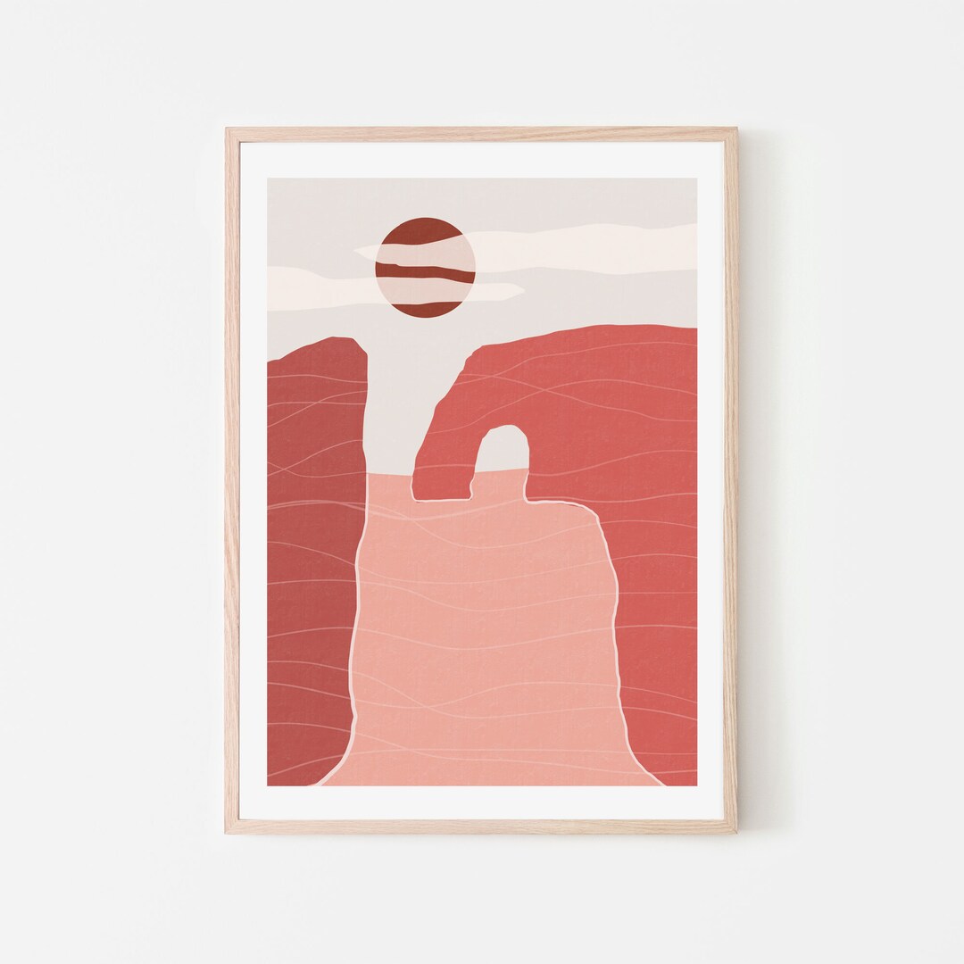 Boho Wall Decor Abstract Landscape Wall Art Mid Century Art Etsy