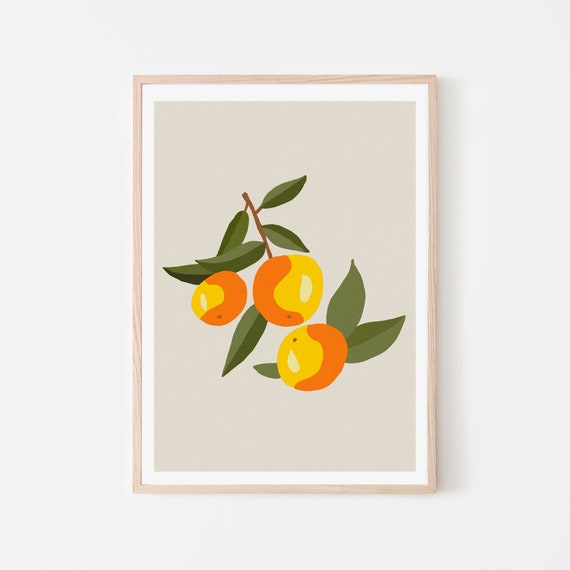 Botanical Printable Wall Art Orange Printmodern Minimalist | Etsy