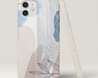 Biodegradable Phone Case, Boho Abstract Watercolor Art for iPhone and Samsung Galaxy, Conscious Compostable Living Gift