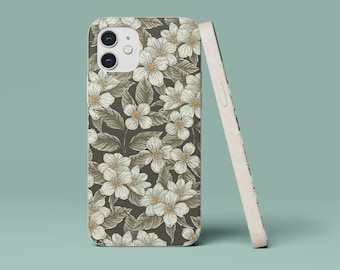 Vintage Flower Eco Friendly Case | For iPhone 16 15 14 13 12 Pro Max Plus Mini SE | Biodegradable Phone Case | Compostable S25 S24 S23 Cover