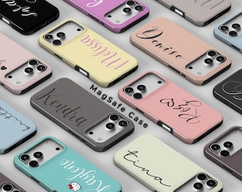 Pastel Personalized Case, Magnetic Phone Cover for iPhone 16, iPhone 15 Plus Pro Max, iPhone 14 Pro Max Mini Cute Custom Name Case iPhone 17