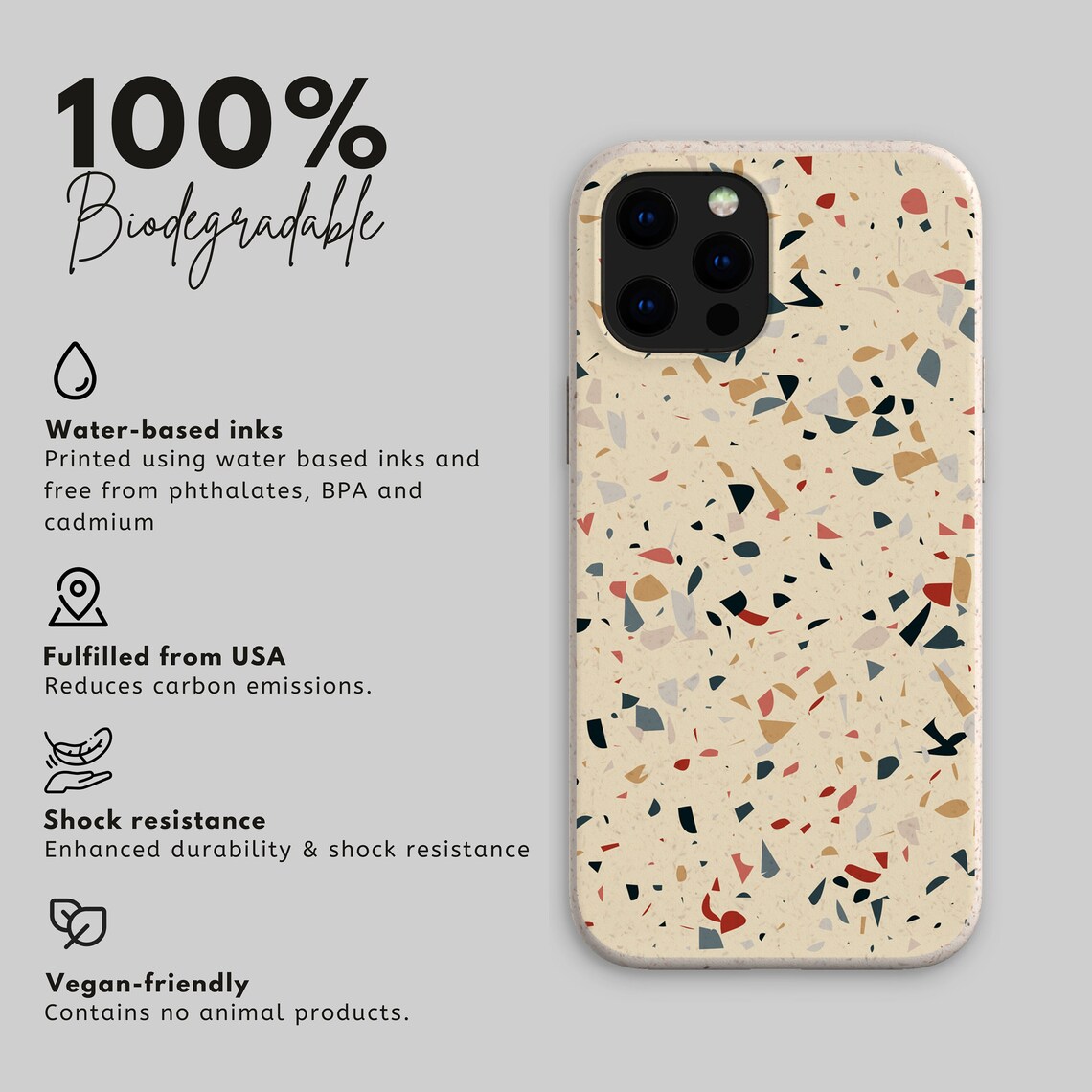 Terrazzo Compostable Phone Case Eco Friendly Bamboo Cover For Iphone Photo Inspiration