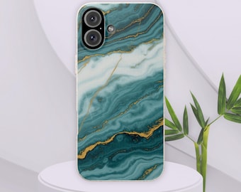 Minimalist Compostable Phone Case, Marbled Eco Friendly Bamboo Cover for  iPhone 16, 15, 14, 13, 12 100% Biodegradable & Vegan Gift for Her