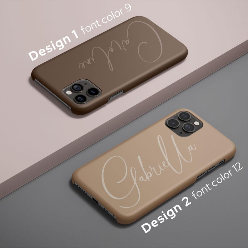 Monogram iPhone case featuring earthy color palette. Customizable with name or initials. Available for new iPhone 16 and older models. Slim profile with glossy or matte finish. MagSafe compatible. Stylish protection.